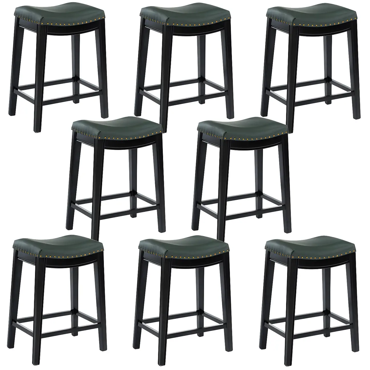 Counter Height Armless Leather Traditional Bar Stools Image - 33 | homeyfad