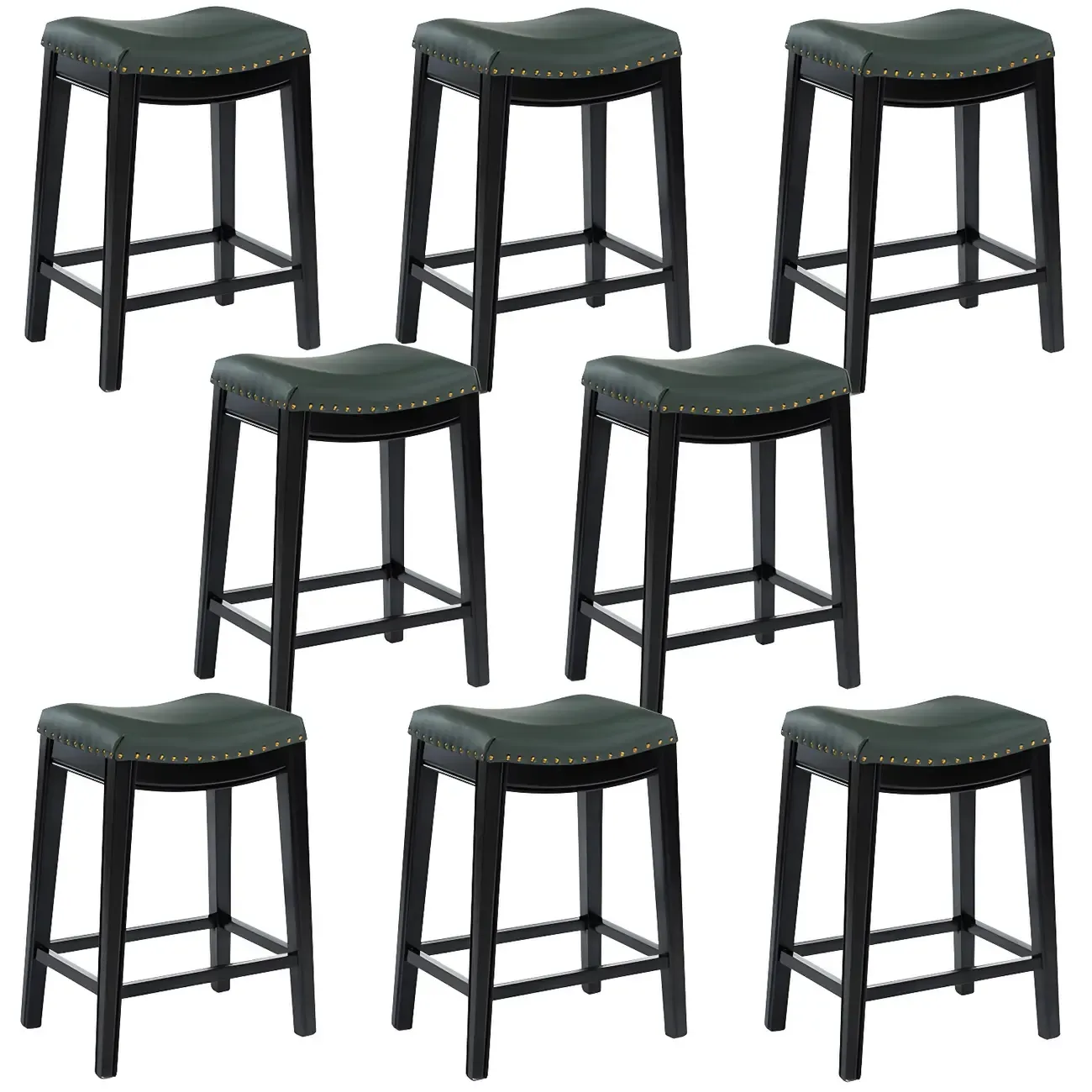 Counter Height Armless Leather Traditional Bar Stools Image - 33