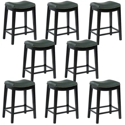Counter Height Armless Leather Traditional Bar Stools Image - 33