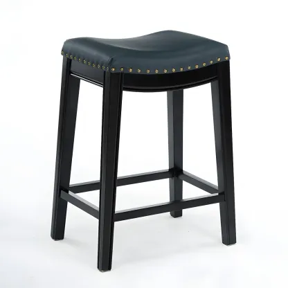 Counter Height Armless Leather Traditional Bar Stools Image - 34