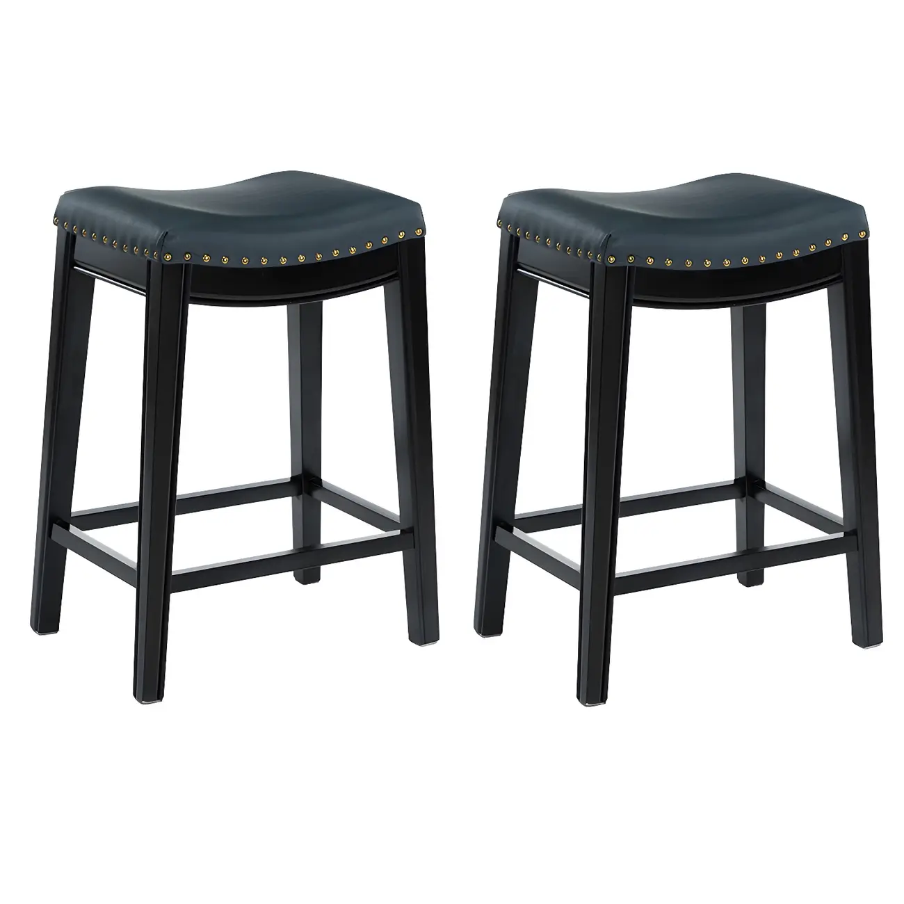 Counter Height Armless Leather Traditional Bar Stools Image - 35 | homeyfad