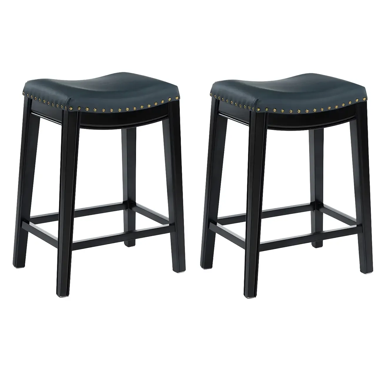 Counter Height Armless Leather Traditional Bar Stools Image - 35