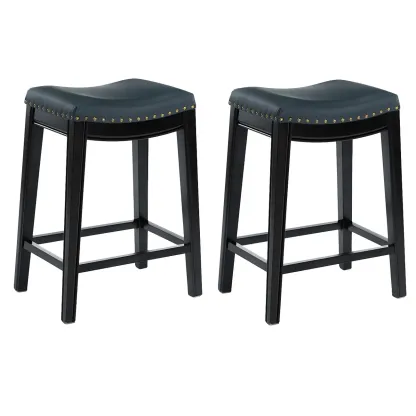 Counter Height Armless Leather Traditional Bar Stools Image - 35