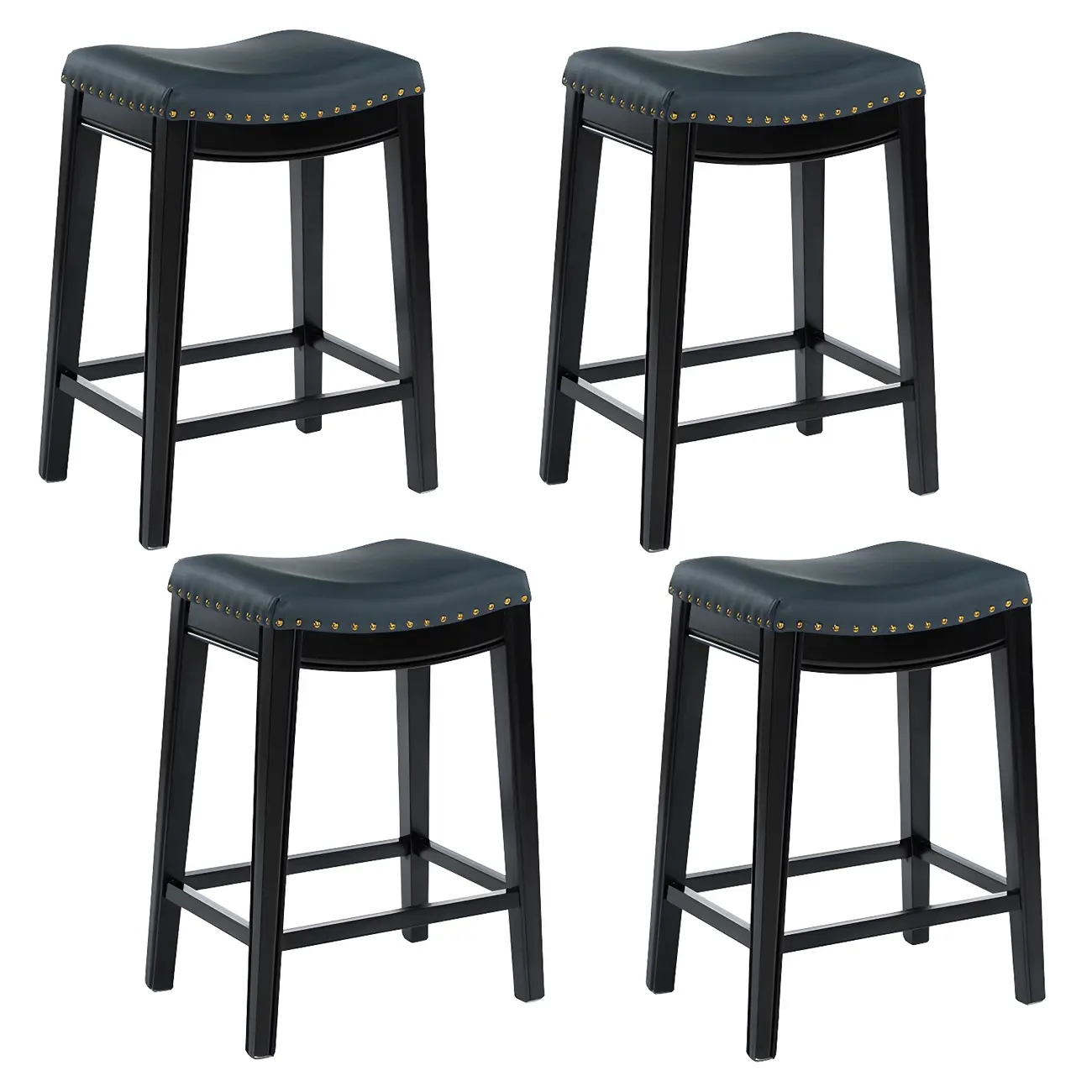 Counter Height Armless Leather Traditional Bar Stools Image - 36 | homeyfad