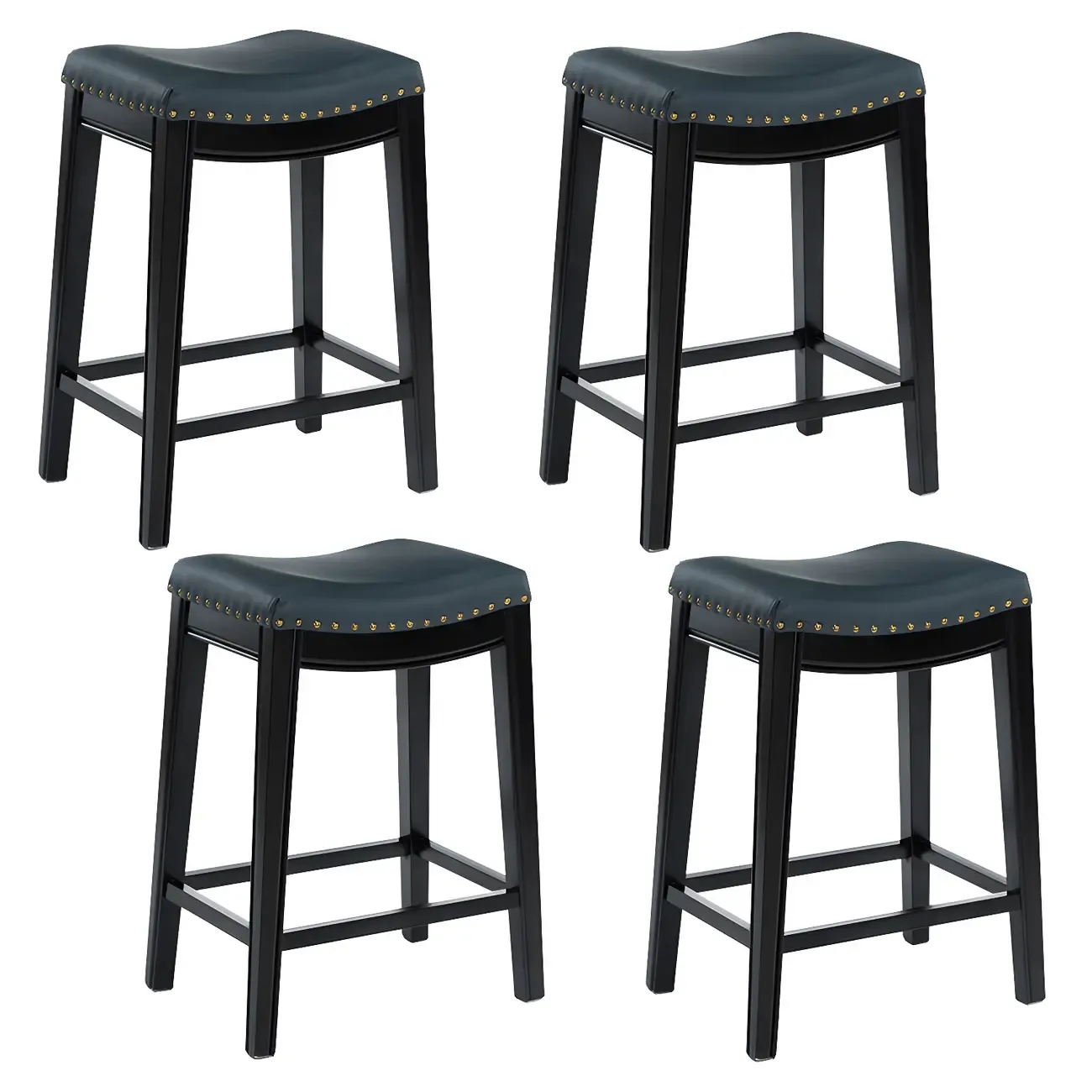 Counter Height Armless Leather Traditional Bar Stools Image - 36