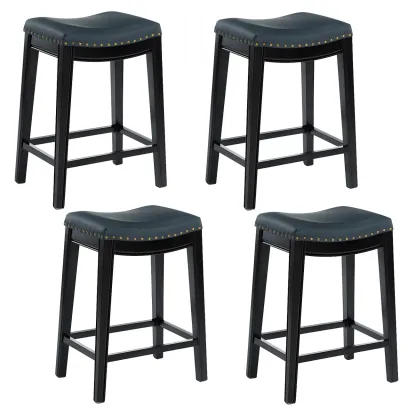 Counter Height Armless Leather Traditional Bar Stools Image - 36