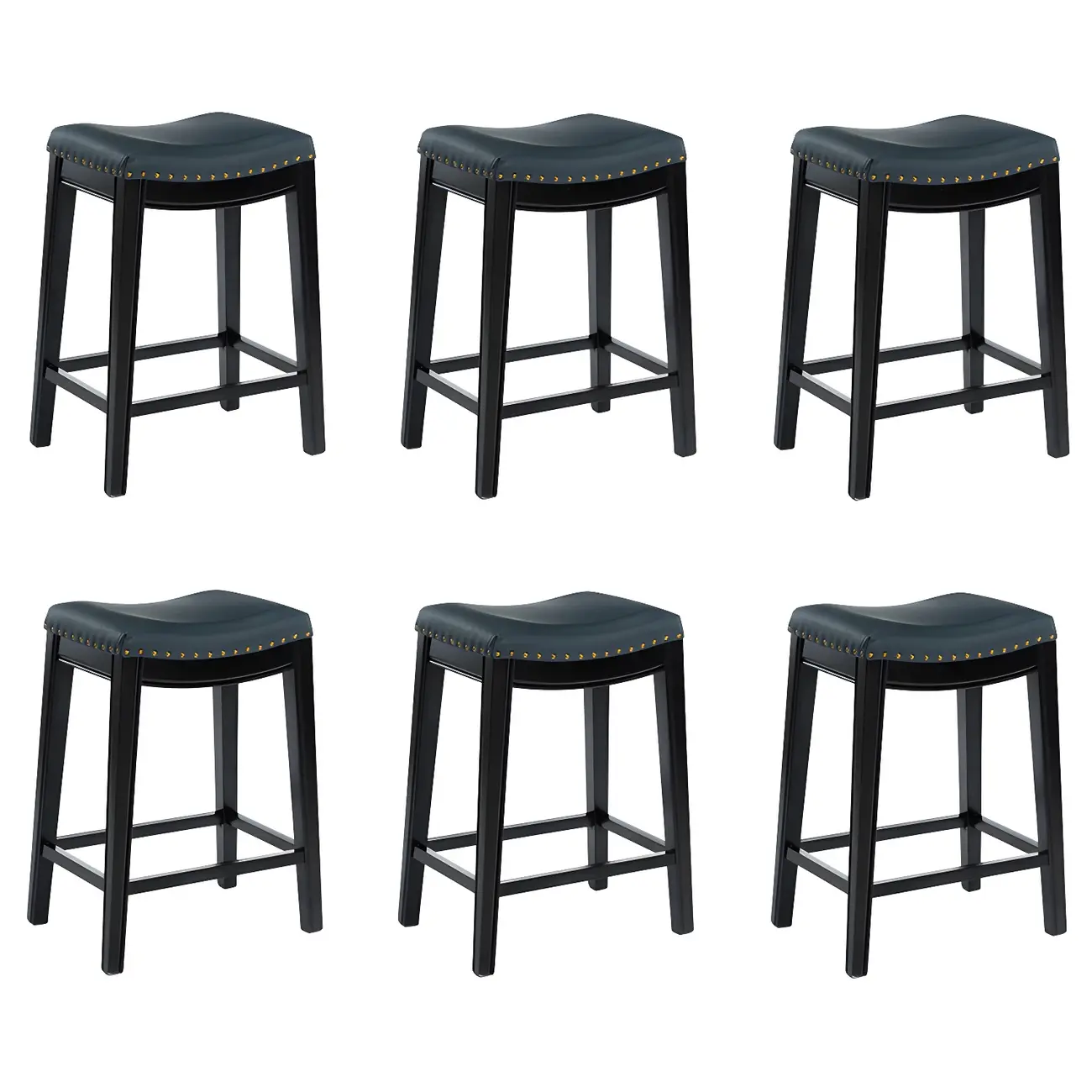 Counter Height Armless Leather Traditional Bar Stools Image - 37 | homeyfad