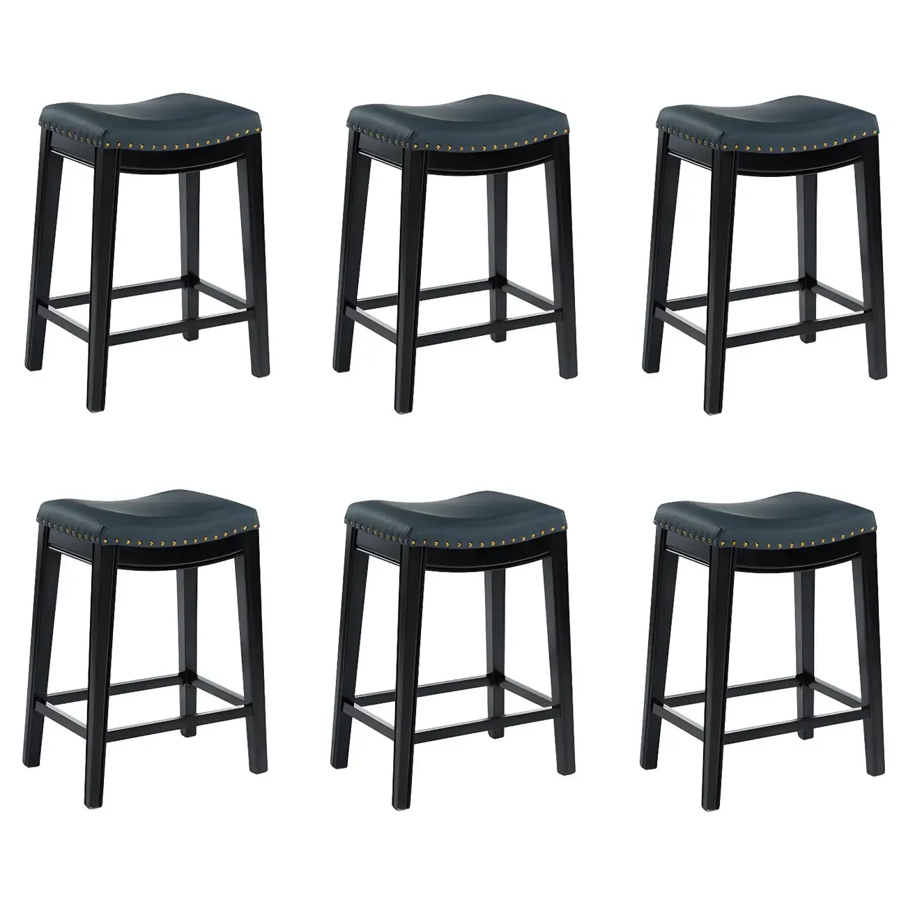 Counter Height Armless Leather Traditional Bar Stools Image - 37