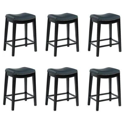 Counter Height Armless Leather Traditional Bar Stools Image - 37