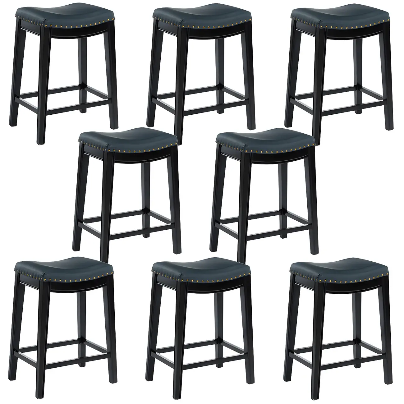 Counter Height Armless Leather Traditional Bar Stools Image - 38 | homeyfad