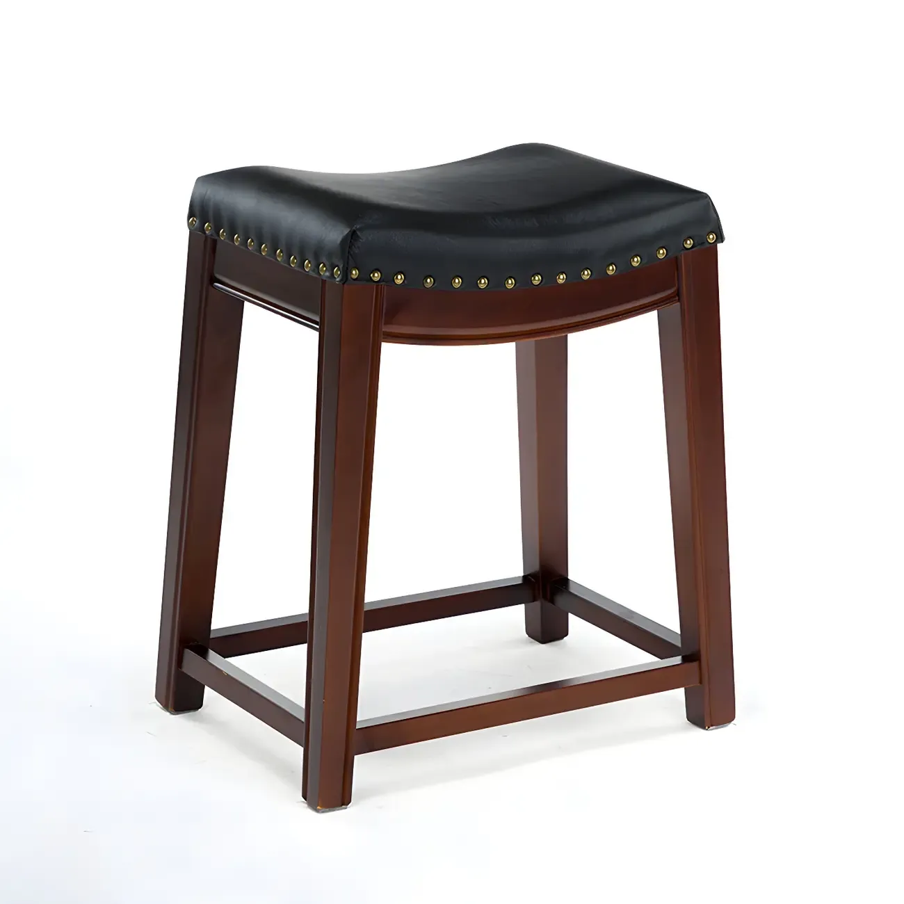 Counter Height Armless Leather Traditional Bar Stools Image - 39