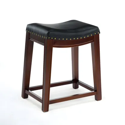 Counter Height Armless Leather Traditional Bar Stools Image - 39