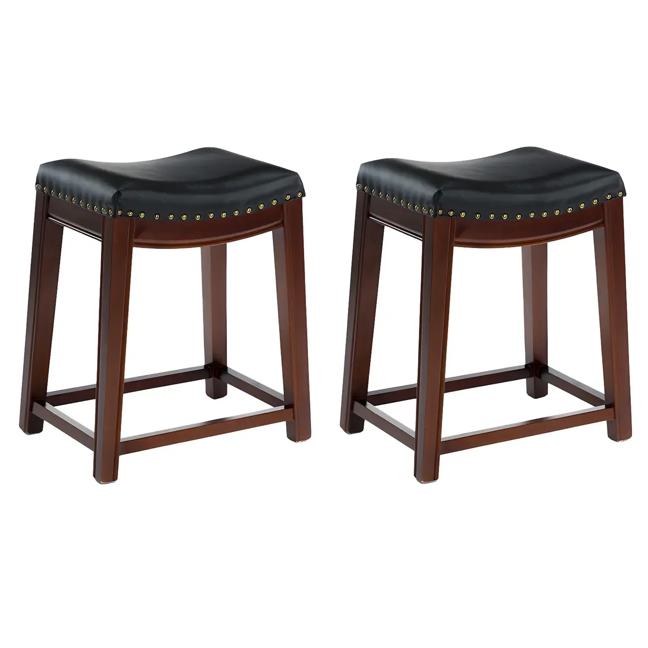 Counter Height Armless Leather Traditional Bar Stools Image - 40