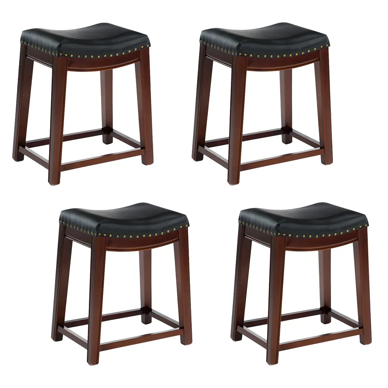 Counter Height Armless Leather Traditional Bar Stools Image - 41