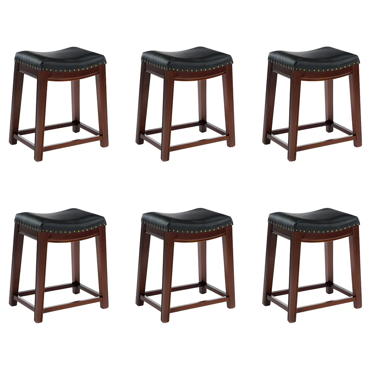 Counter Height Armless Leather Traditional Bar Stools Image - 42 | homeyfad
