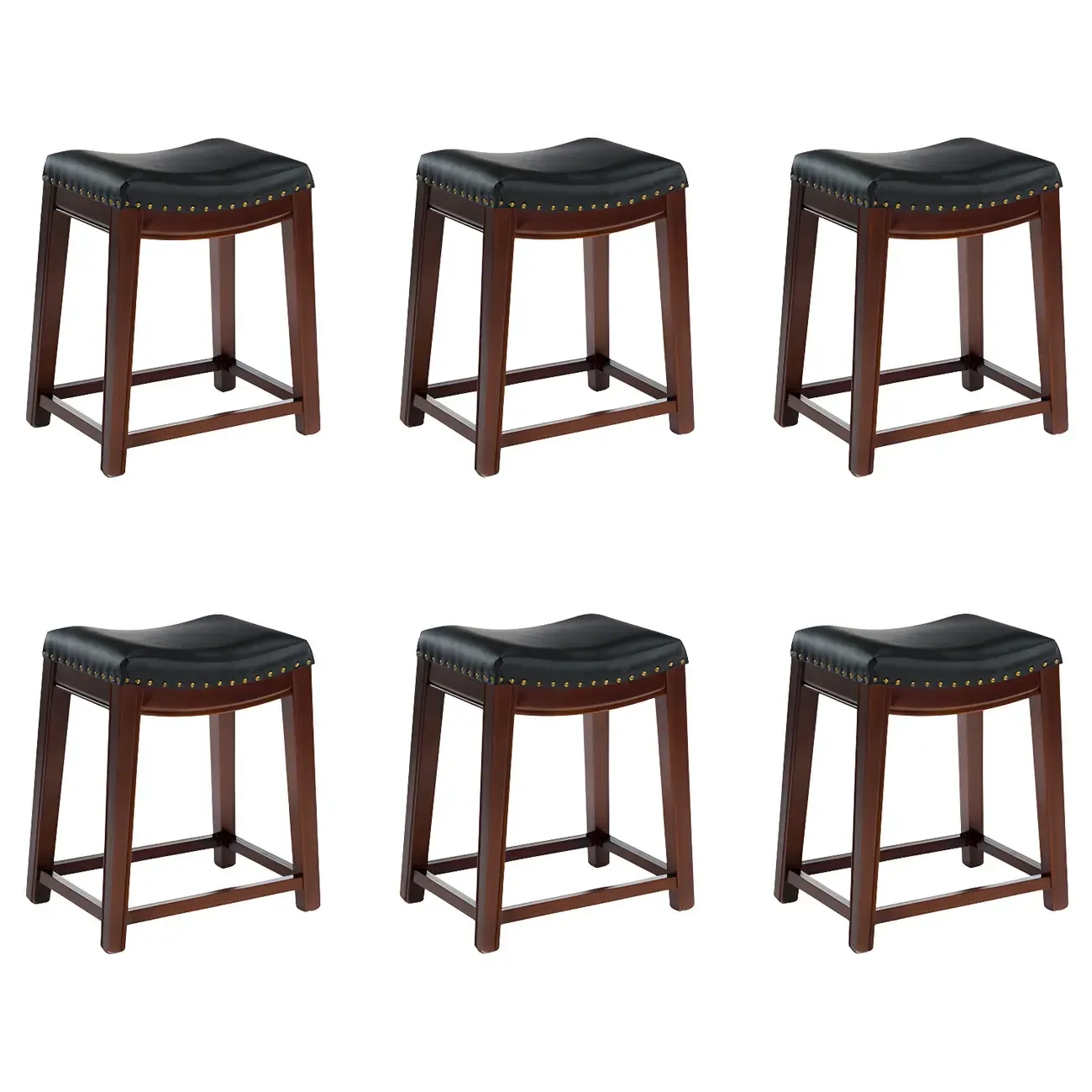 Counter Height Armless Leather Traditional Bar Stools Image - 42