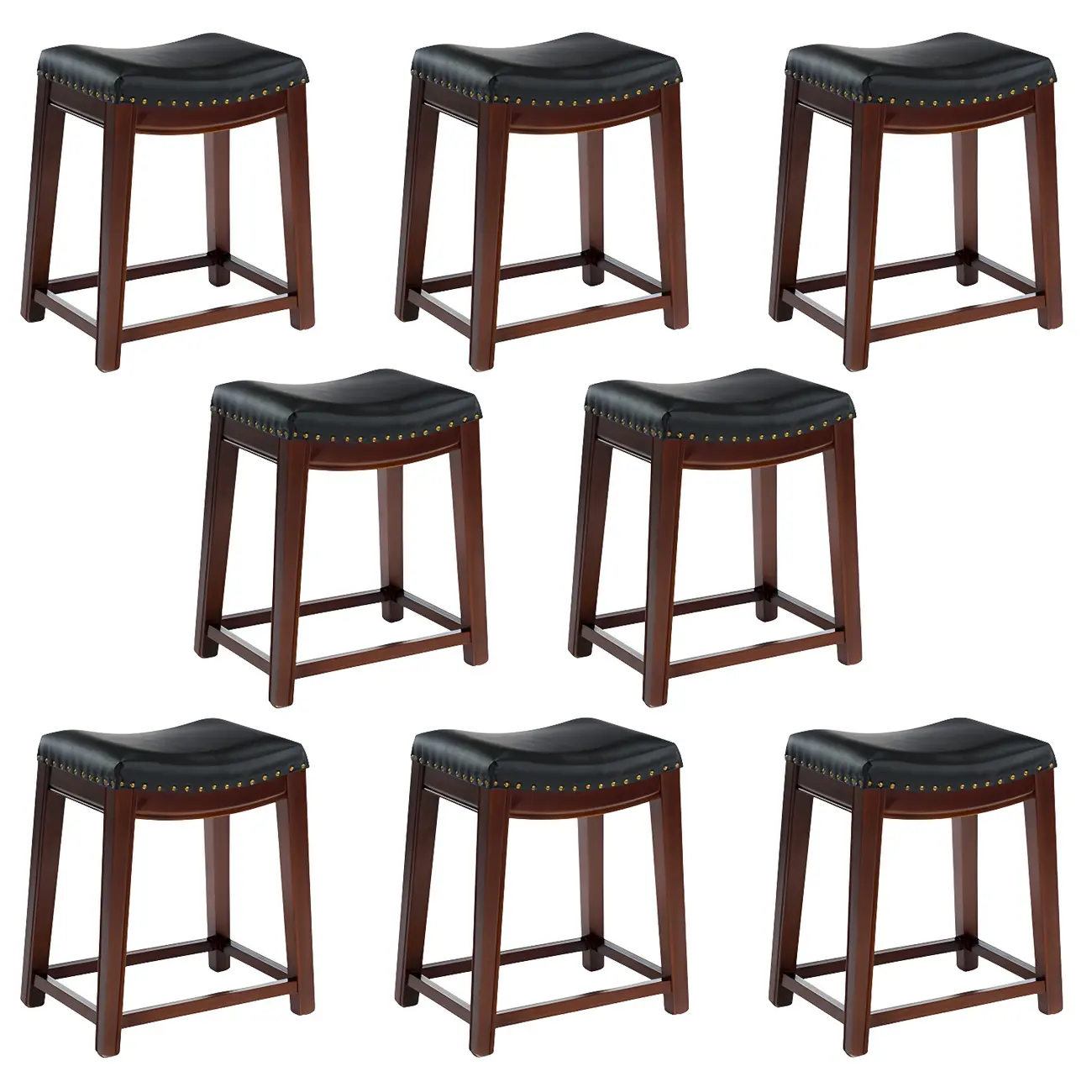 Counter Height Armless Leather Traditional Bar Stools Image - 43 | homeyfad