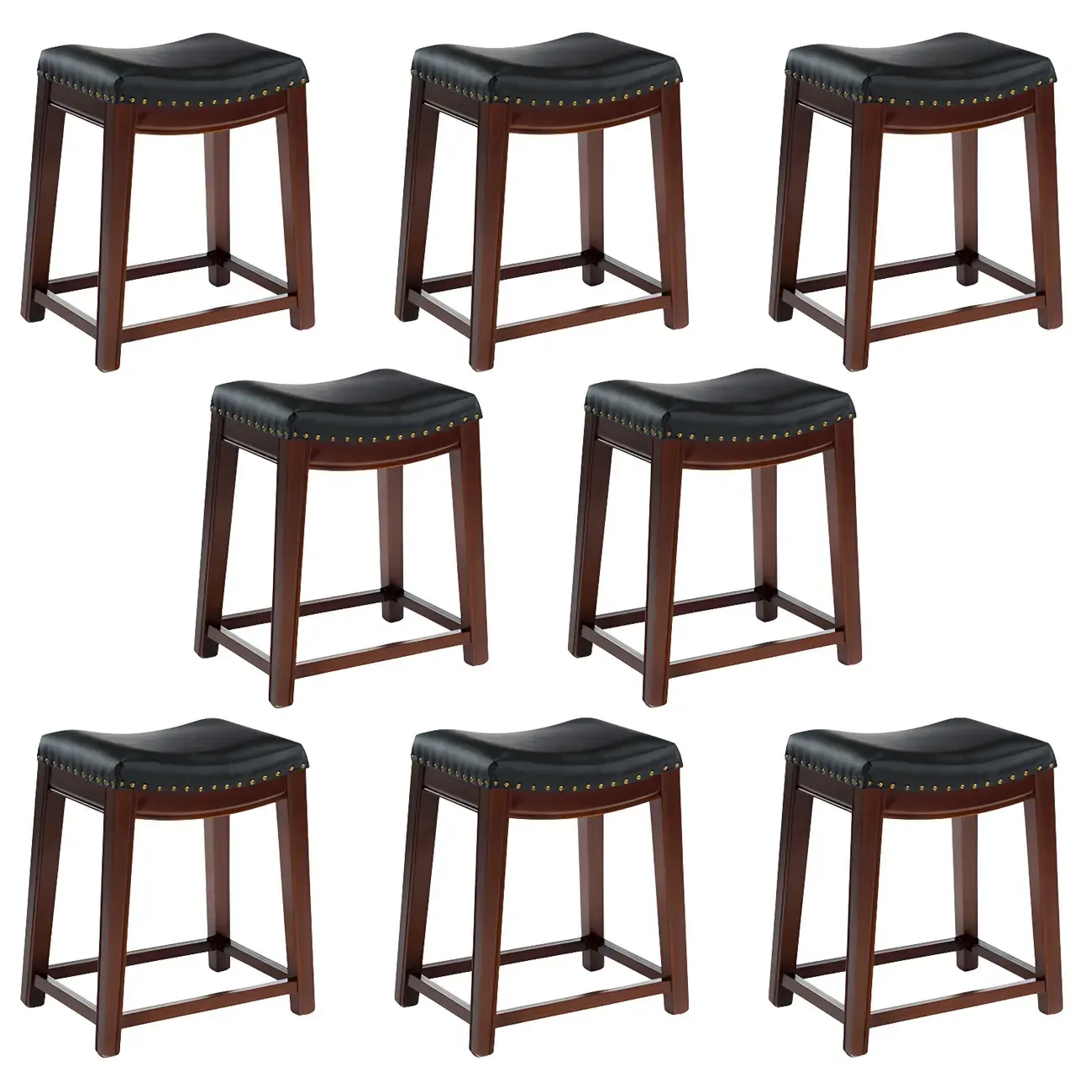 Counter Height Armless Leather Traditional Bar Stools Image - 43