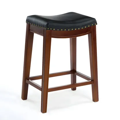 Counter Height Armless Leather Traditional Bar Stools Image - 44