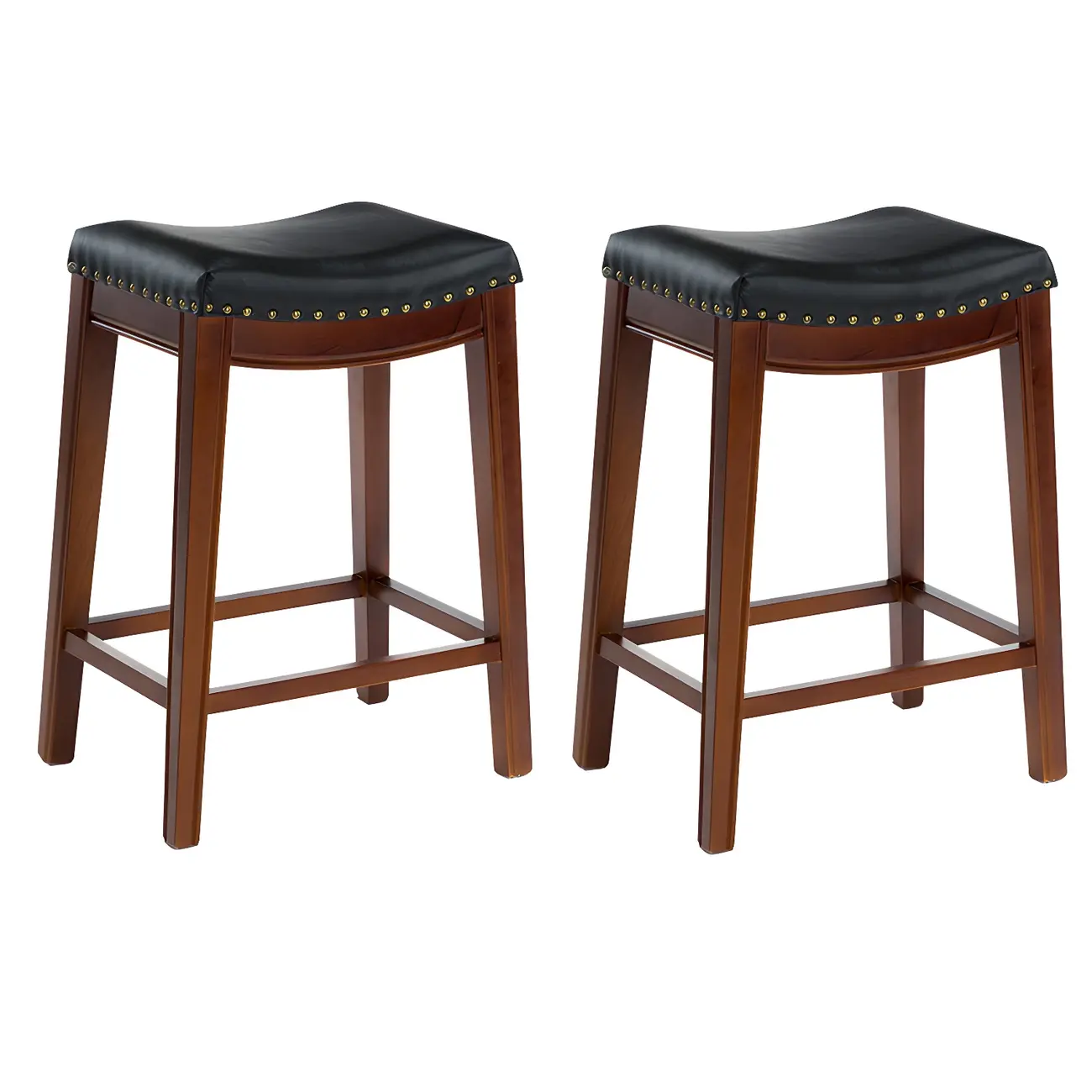 Traditional Saddle Leather Counter Height Bar Stools Image - 24 | homeyfad
