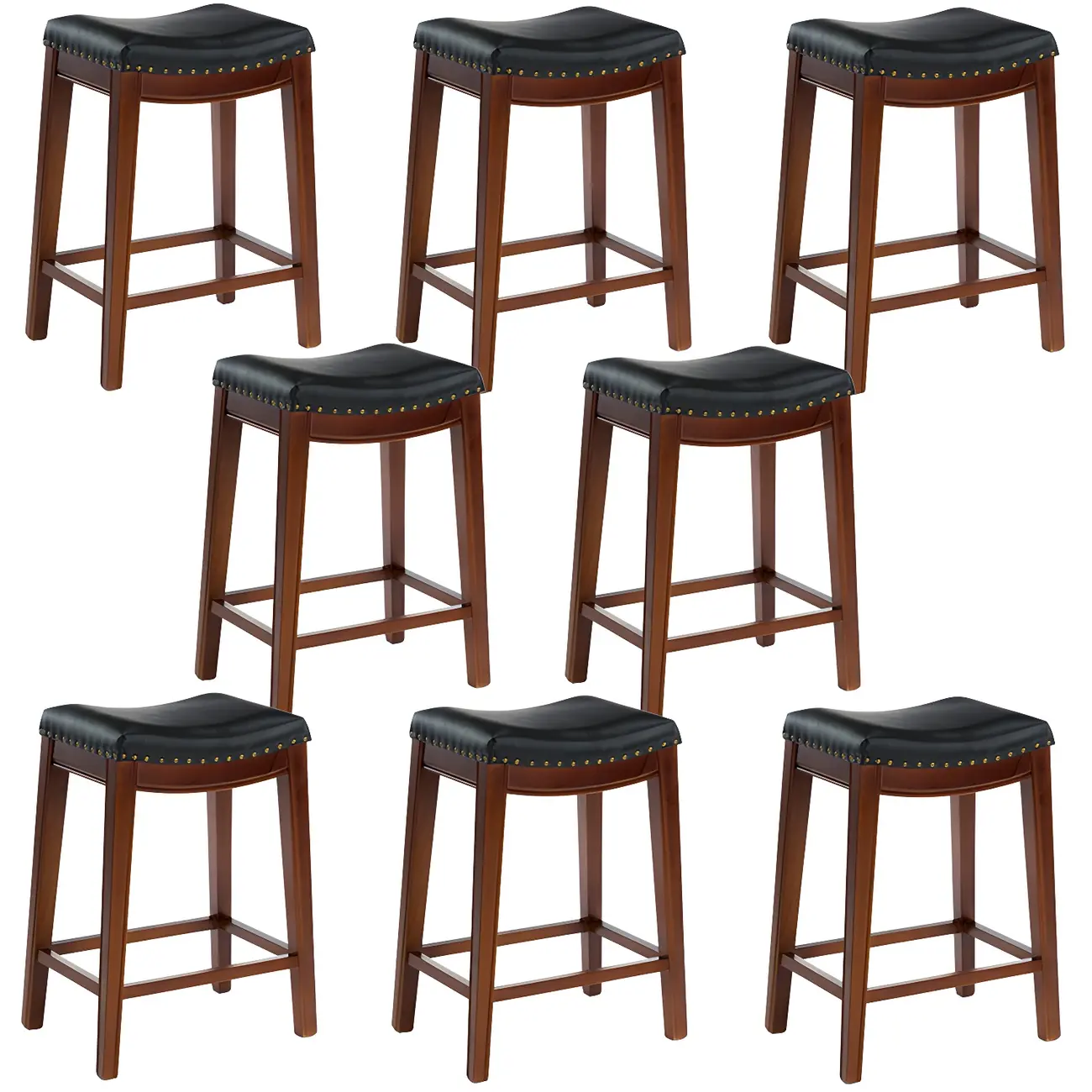 Counter Height Armless Leather Traditional Bar Stools Image - 48 | homeyfad