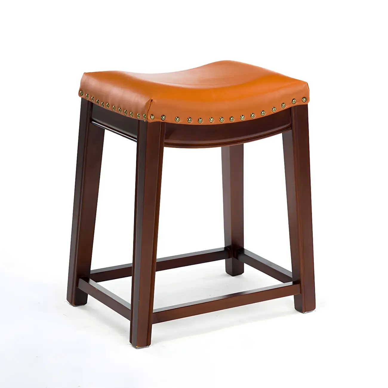 Counter Height Armless Leather Traditional Bar Stools Image - 49