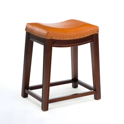 Counter Height Armless Leather Traditional Bar Stools Image - 49