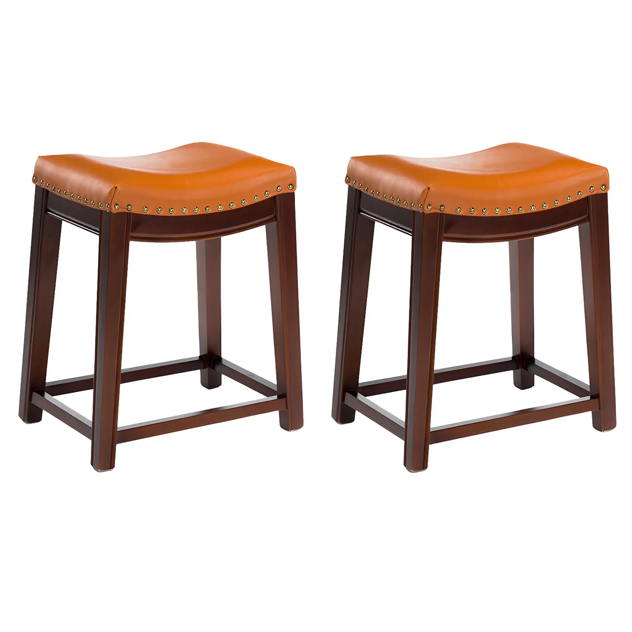 Counter Height Armless Leather Traditional Bar Stools Image - 50 | homeyfad