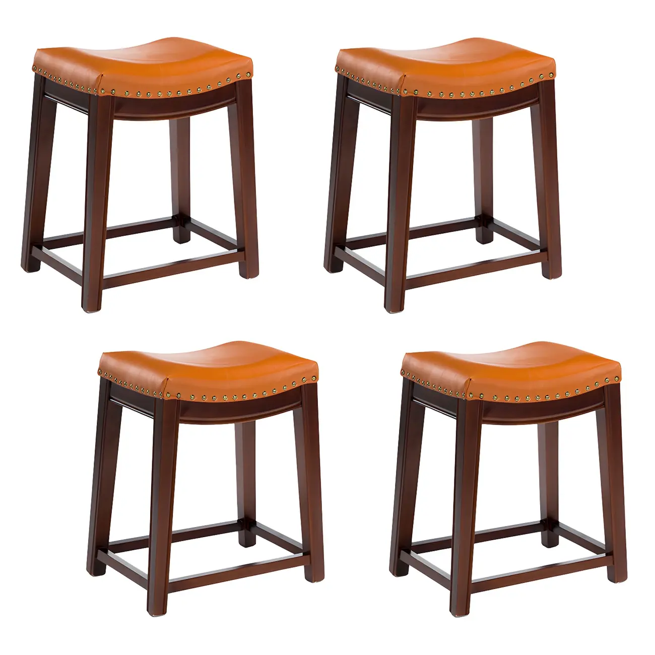 Counter Height Armless Leather Traditional Bar Stools Image - 51 | homeyfad