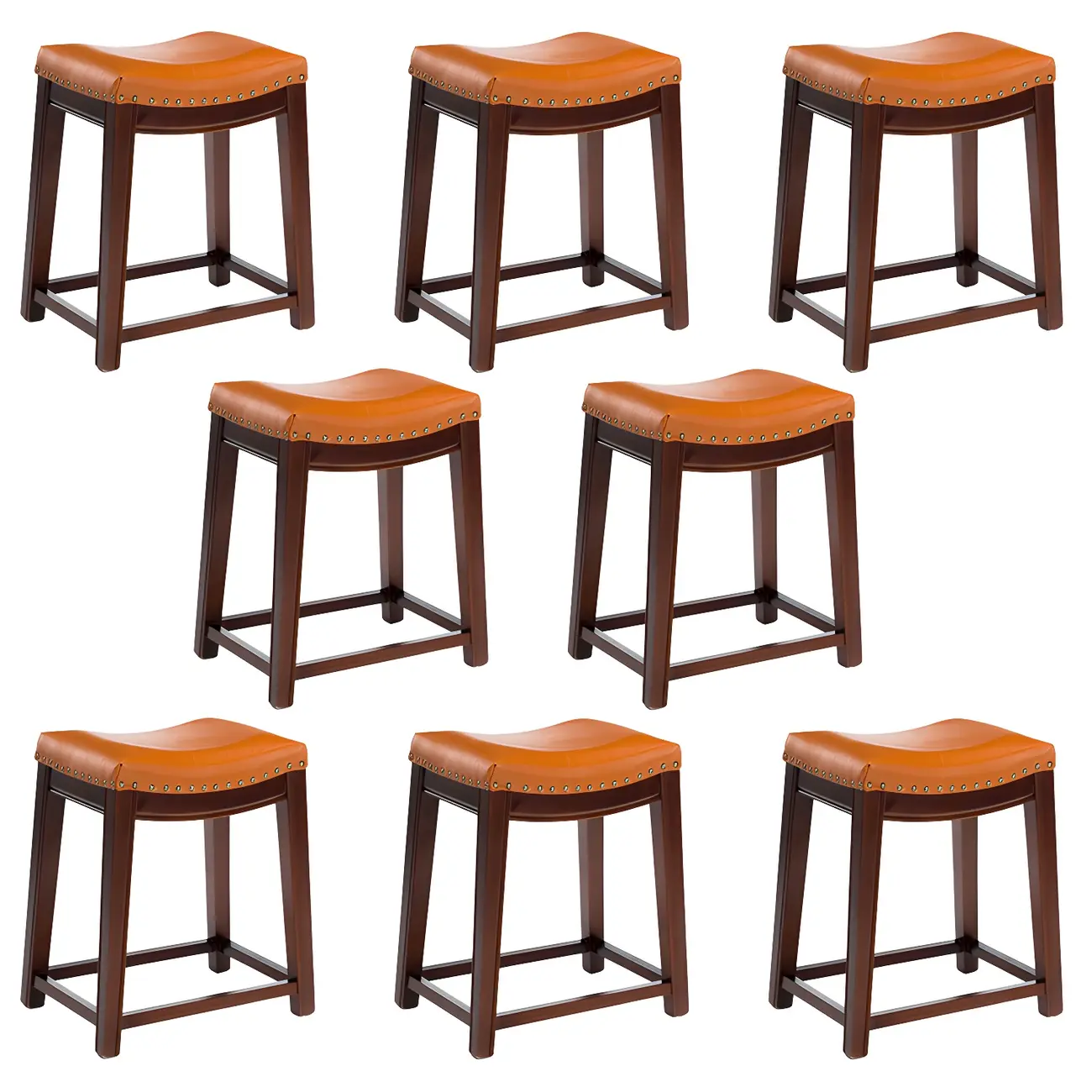 Counter Height Armless Leather Traditional Bar Stools Image - 53 | homeyfad