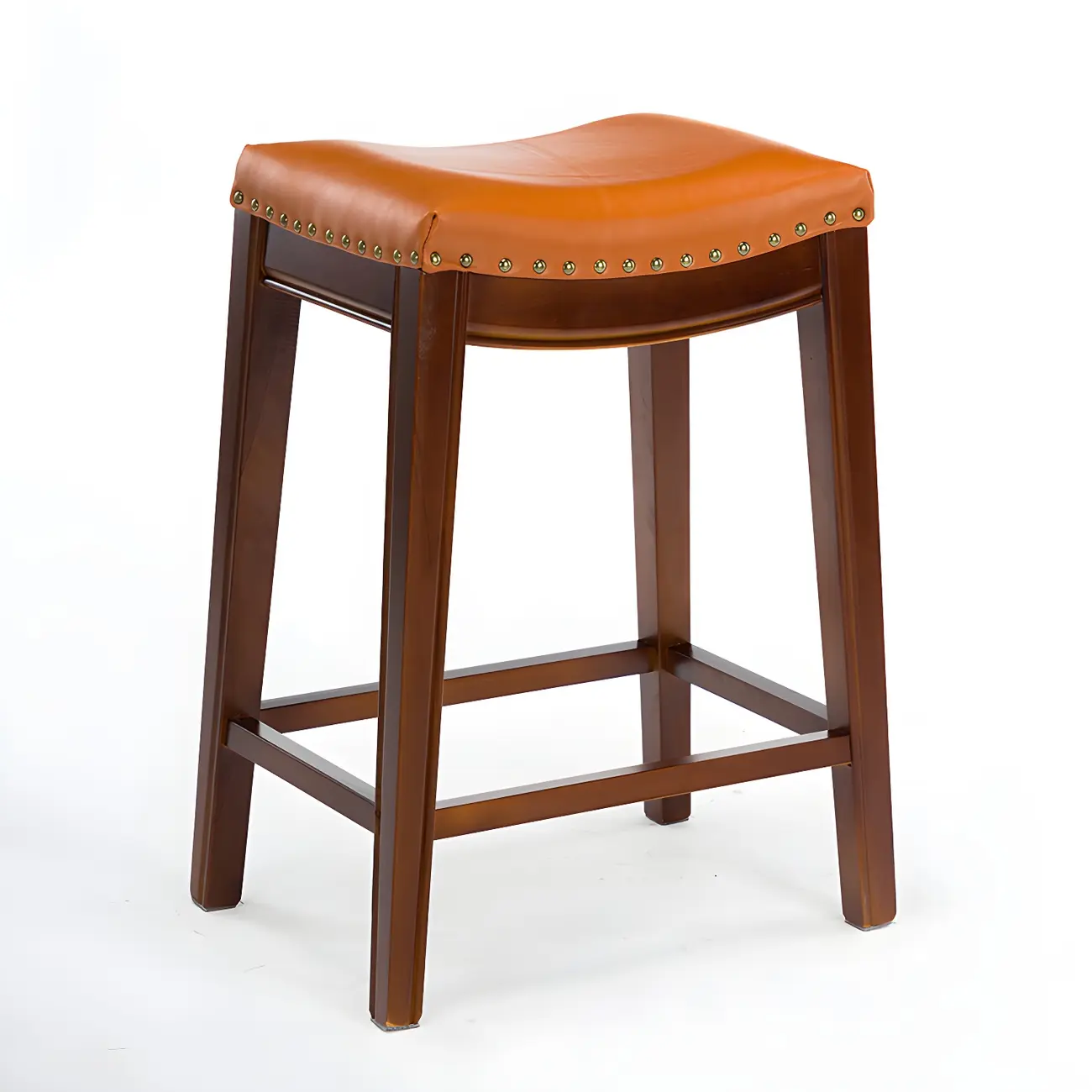 Traditional Saddle Leather Counter Height Bar Stools Image - 27 | homeyfad