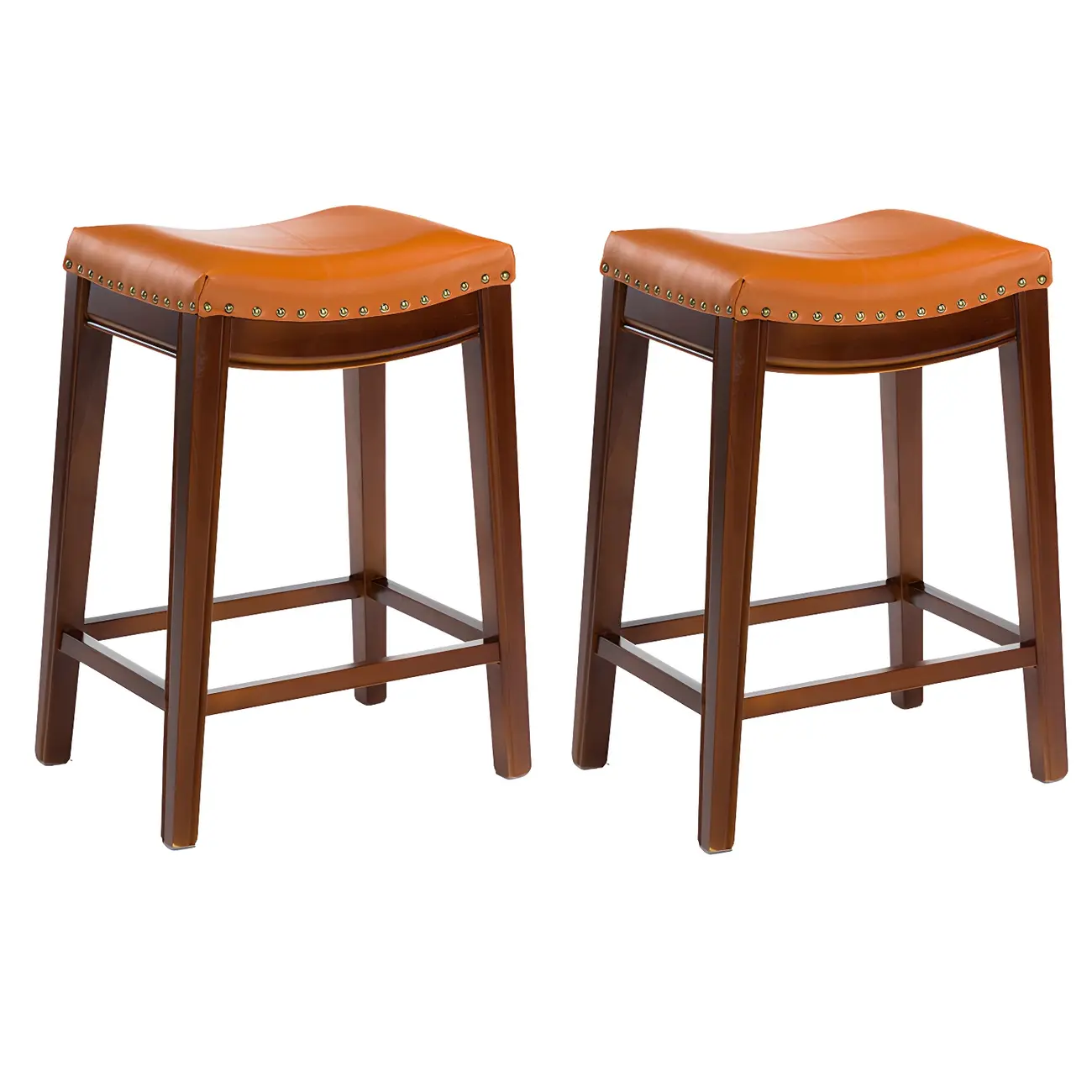 Counter Height Armless Leather Traditional Bar Stools Image - 55 | homeyfad