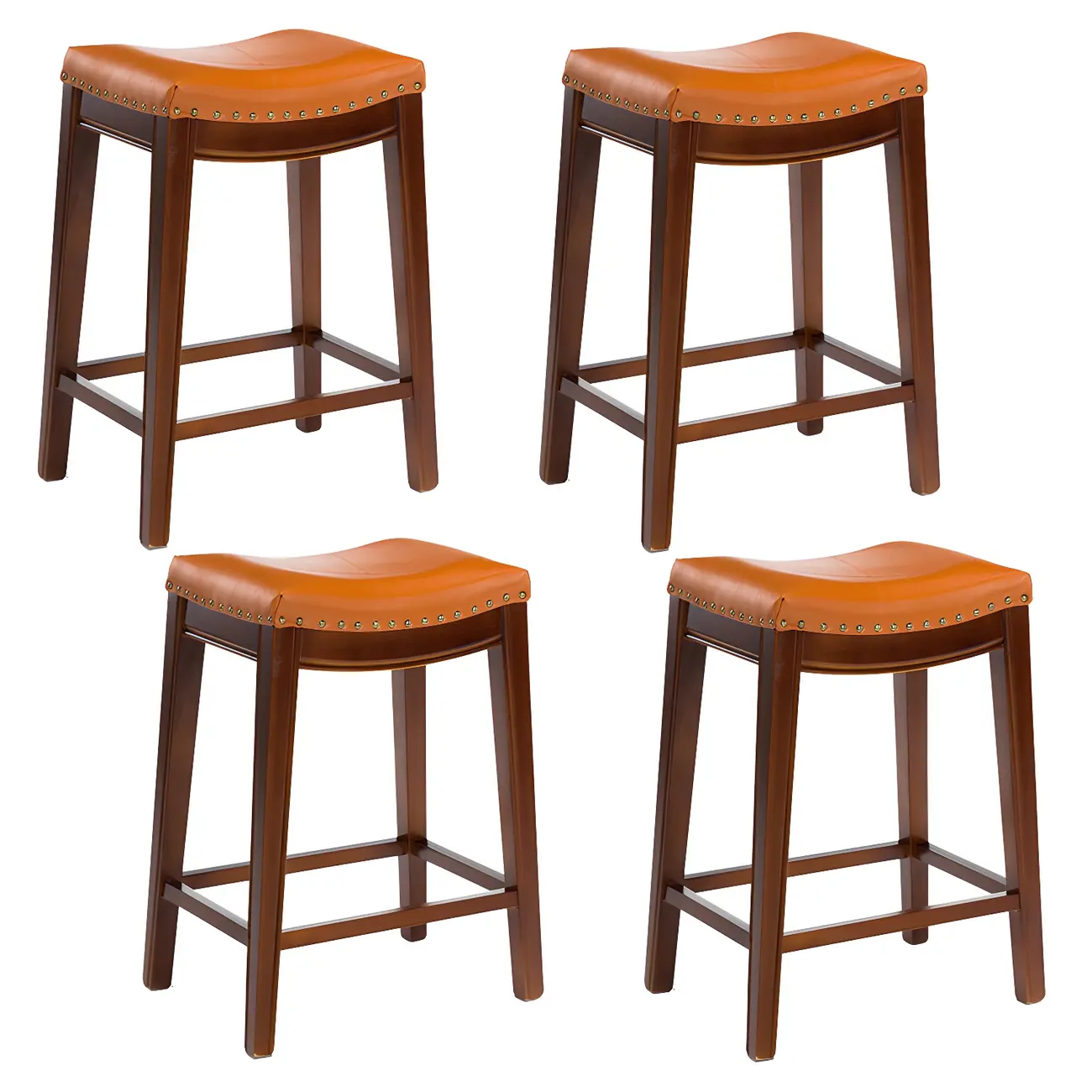 Counter Height Armless Leather Traditional Bar Stools Image - 56 | homeyfad