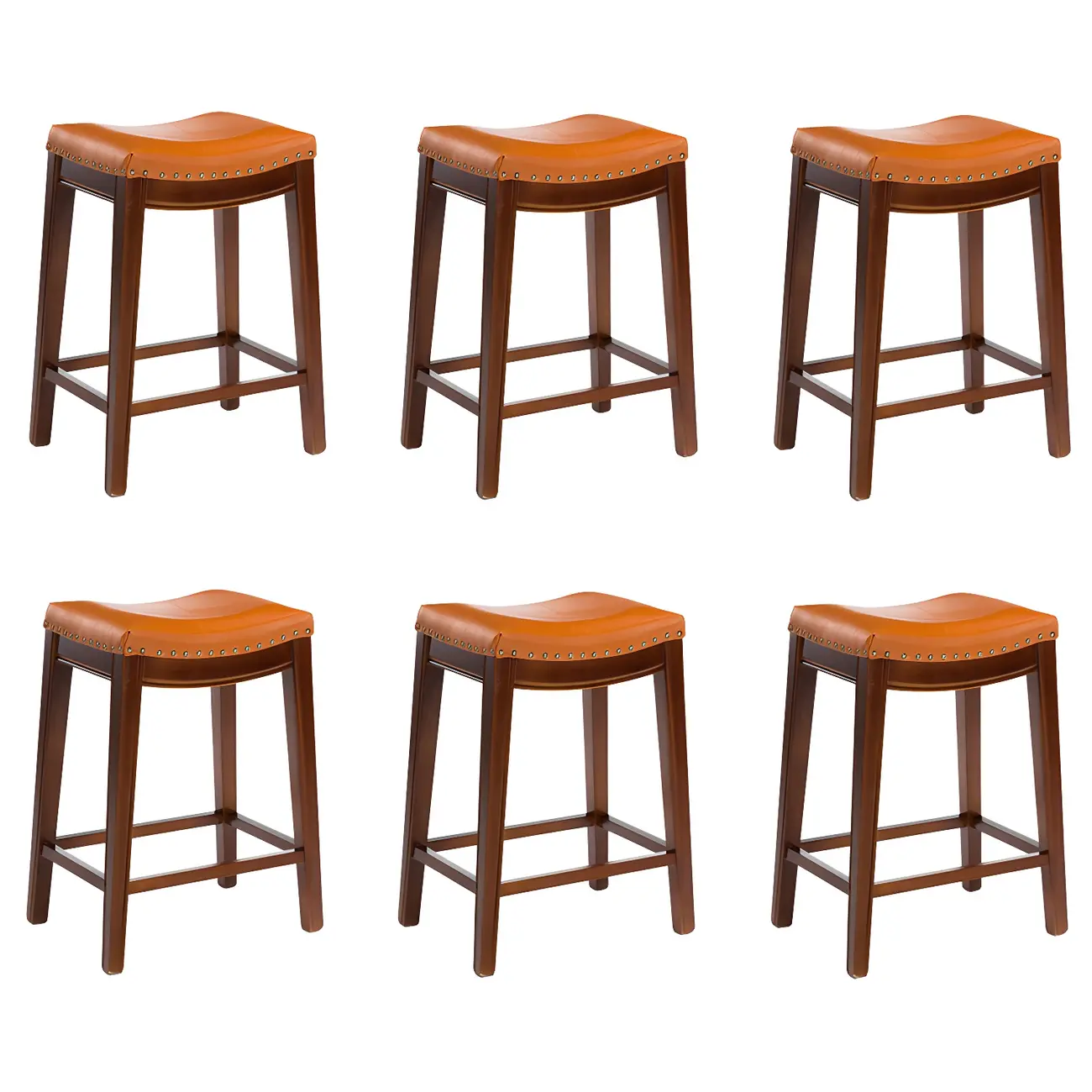 Counter Height Armless Leather Traditional Bar Stools Image - 57 | homeyfad