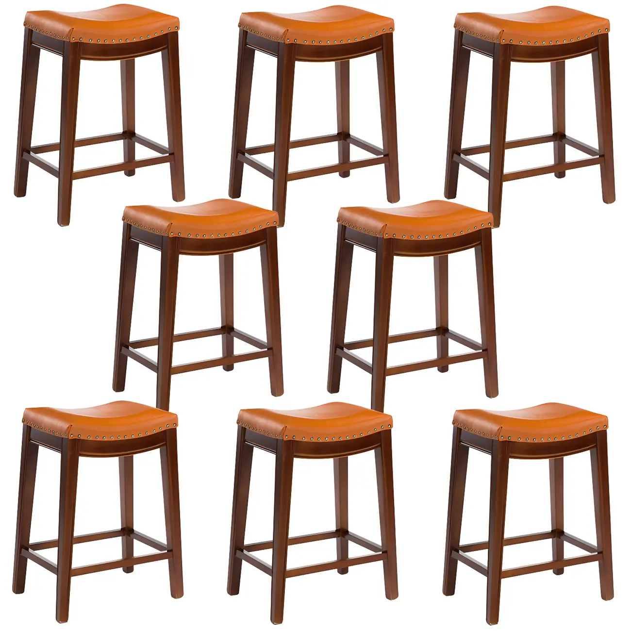 Counter Height Armless Leather Traditional Bar Stools Image - 58 | homeyfad