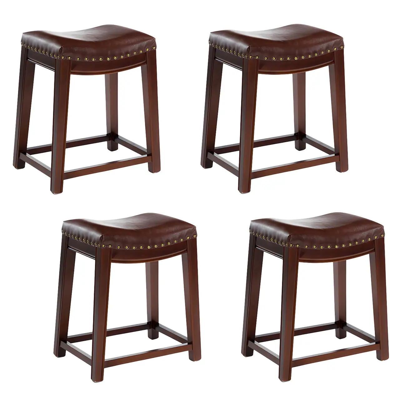 Counter Height Armless Leather Traditional Bar Stools Image - 61 | homeyfad