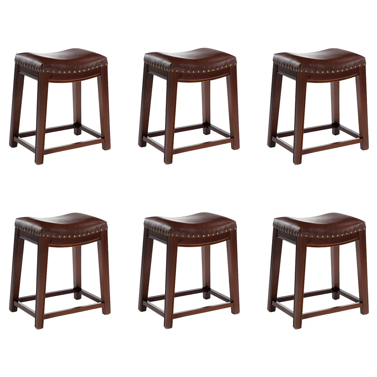 Counter Height Armless Leather Traditional Bar Stools Image - 62 | homeyfad