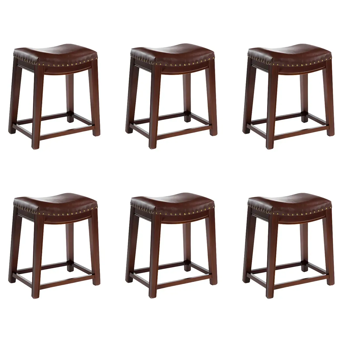 Counter Height Armless Leather Traditional Bar Stools Image - 62