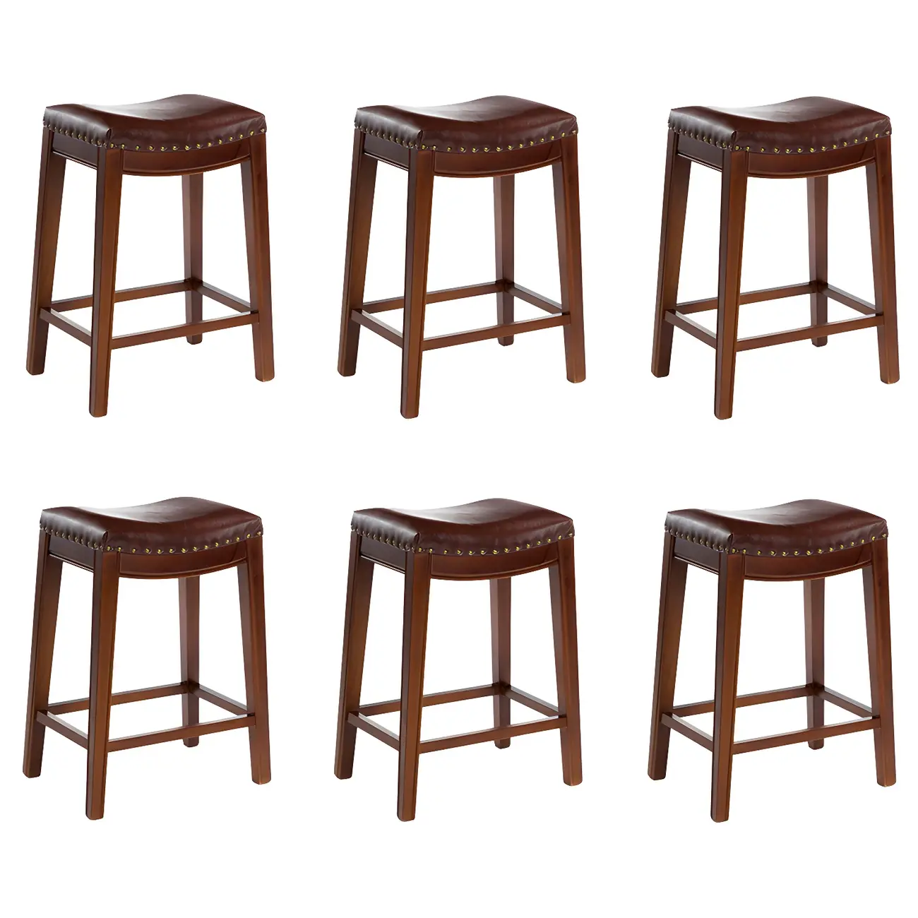 Counter Height Armless Leather Traditional Bar Stools Image - 67 | homeyfad