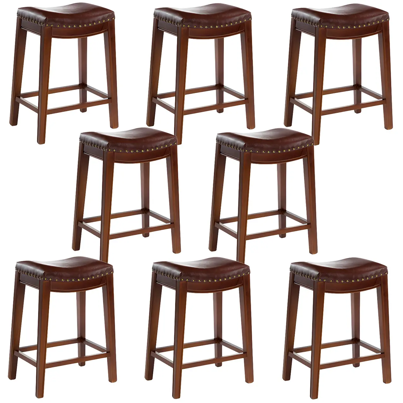Counter Height Armless Leather Traditional Bar Stools Image - 68 | homeyfad