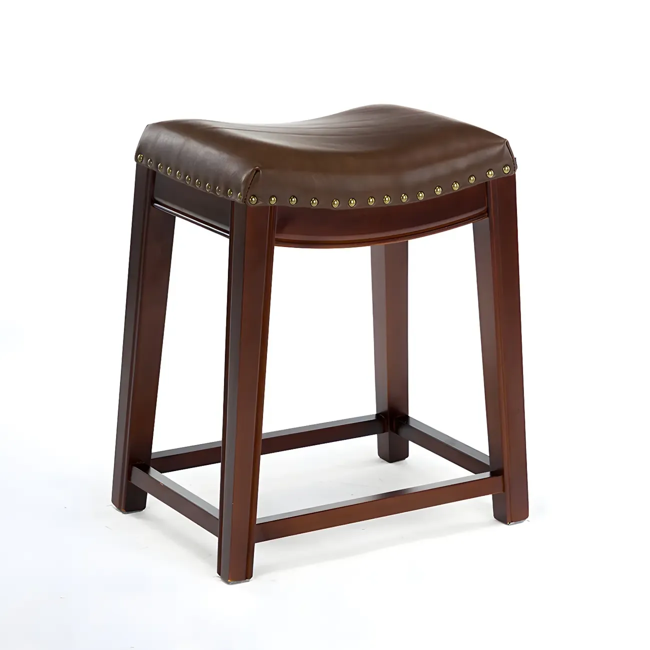 Counter Height Armless Leather Traditional Bar Stools Image - 69