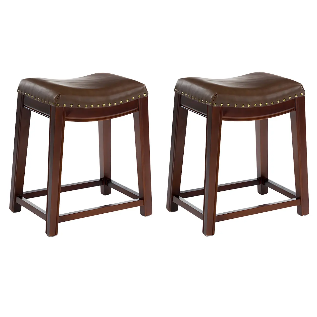 Traditional Saddle Leather Counter Height Bar Stools Image - 34 | homeyfad