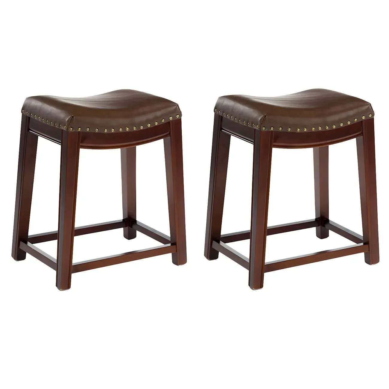 Counter Height Armless Leather Traditional Bar Stools Image - 70