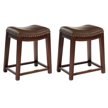 Counter Height Armless Leather Traditional Bar Stools Image - 70