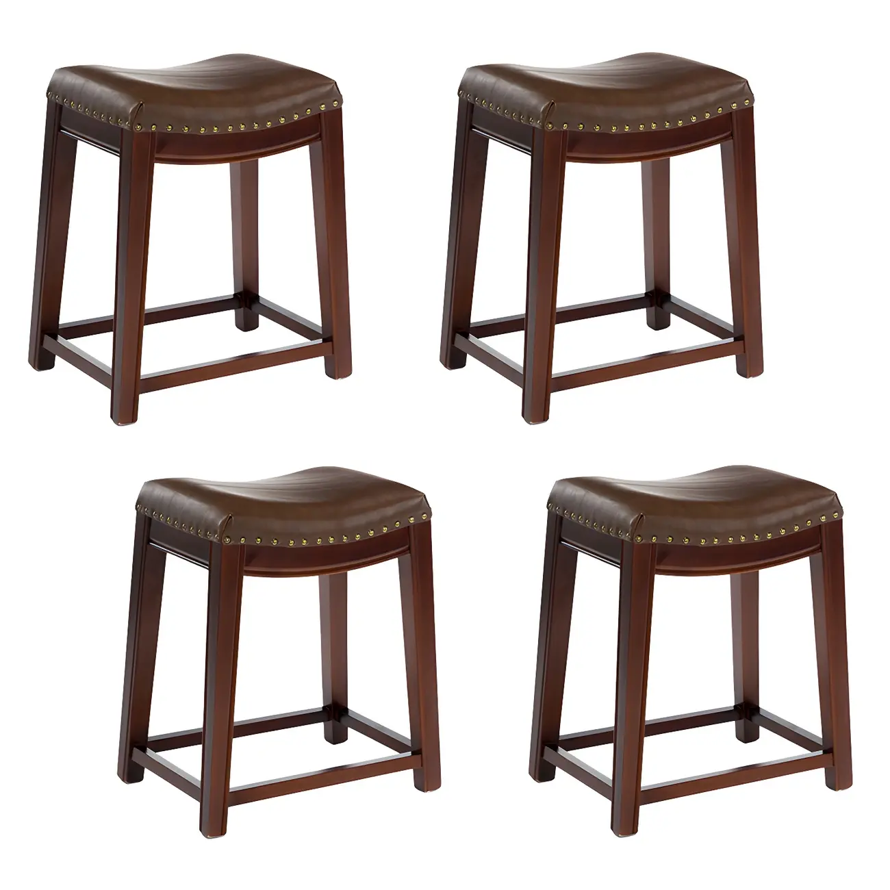 Counter Height Armless Leather Traditional Bar Stools Image - 71 | homeyfad