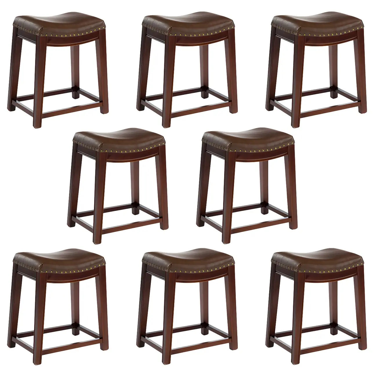 Counter Height Armless Leather Traditional Bar Stools Image - 73 | homeyfad