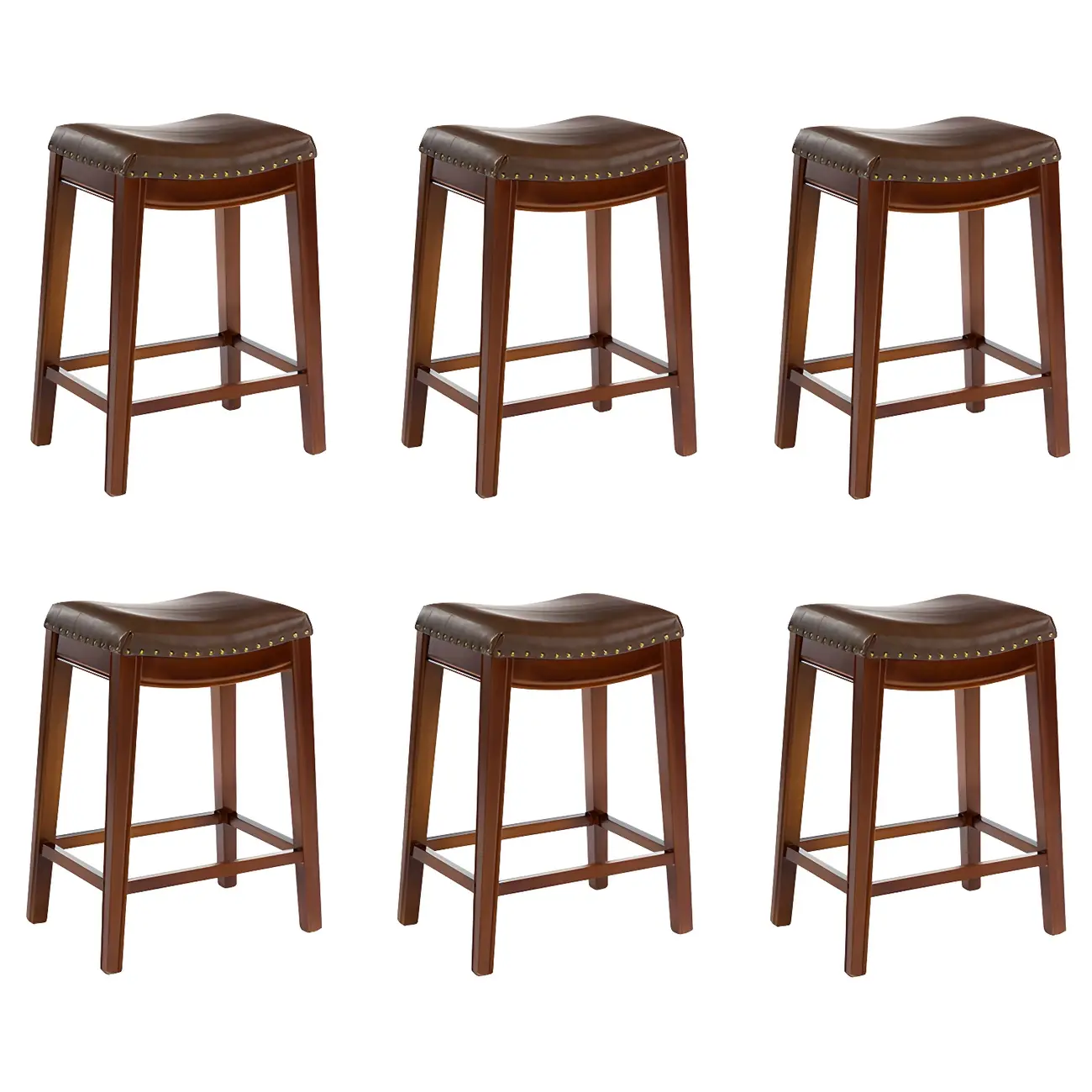 Counter Height Armless Leather Traditional Bar Stools Image - 77 | homeyfad