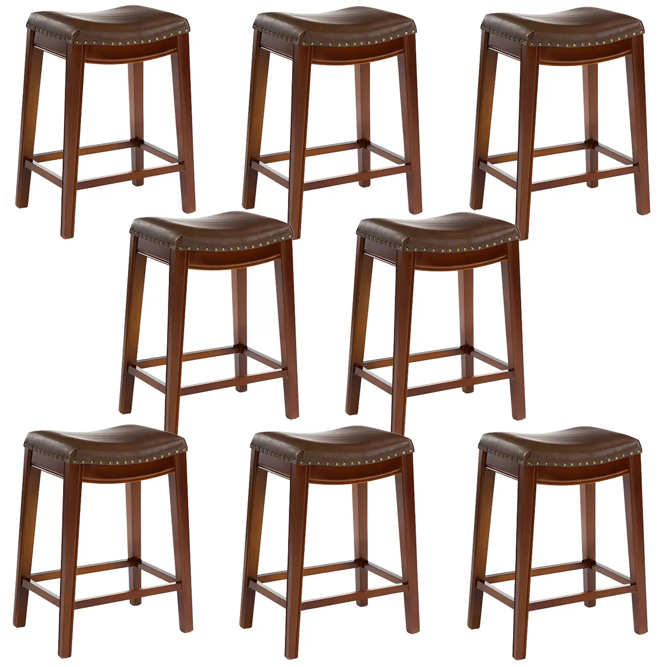 Counter Height Armless Leather Traditional Bar Stools Image - 78 | homeyfad