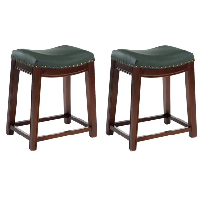 Counter Height Armless Leather Traditional Bar Stools Image - 80