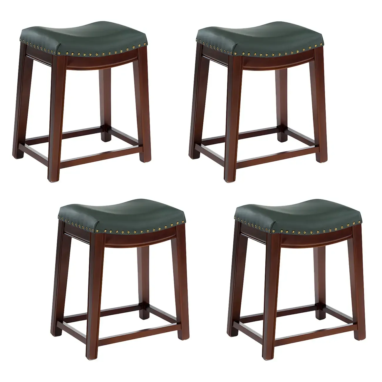 Counter Height Armless Leather Traditional Bar Stools Image - 81